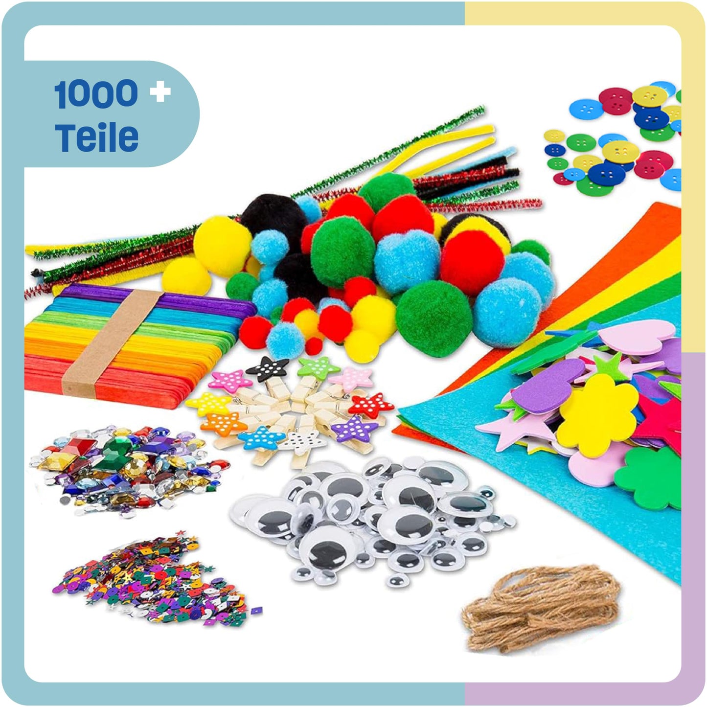 Smowo® Mega Craft Set Starter Set - Craft Box Mix - with creative crafting ideas - Colorful crafting supplies box for crafting for girls and boys.