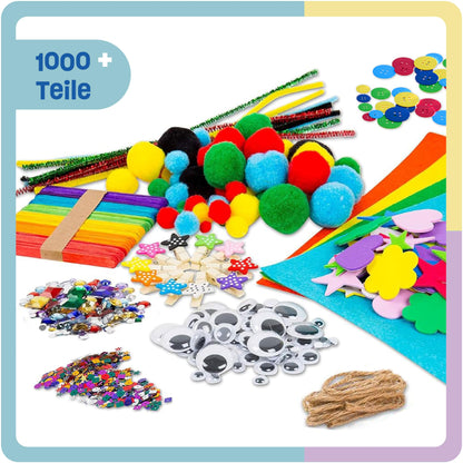 Smowo® Mega Craft Set Starter Set - Craft Box Mix - with creative crafting ideas - Colorful crafting supplies box for crafting for girls and boys.