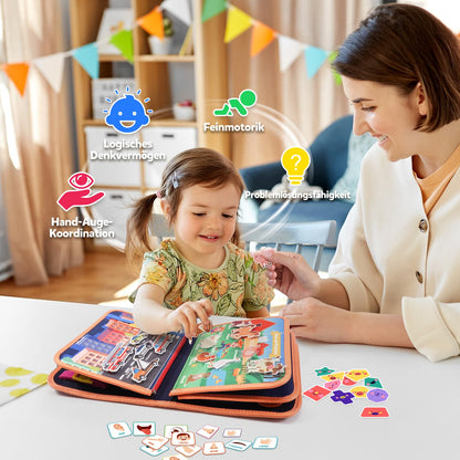 ZOOI Busy Board Montessori toy from 1 year, Busy Book Quiet Book Kids toy from 1 2 3 4 years, Baby gift toy from 2 3 4 years, Children's Advent calendar filling