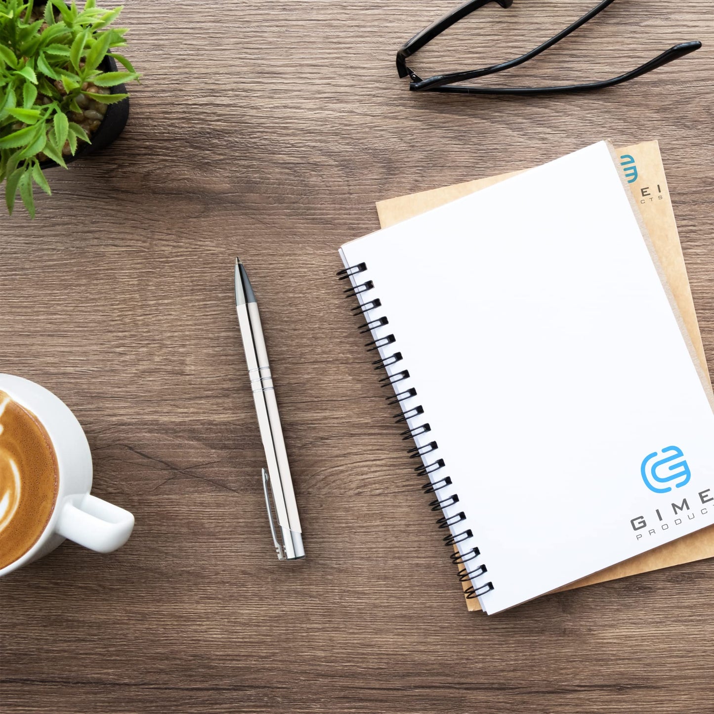 GIMEI® Metal Ballpoint Pen 50 Pieces | Premium Set High Quality, for Easy & Smooth Writing | White Pen with Blue Ink as Optical Highlight