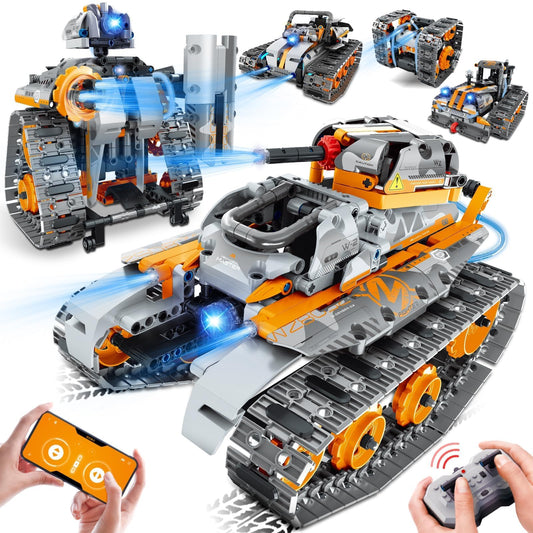 JOYTREKY Engineering Robot Kids Building Toy 5-in-1, App & Remote Control RC Technic Robot Toy, Programmable Technic Tank Car Toy, Gift for Kids Boys Girls 6-12+ Years