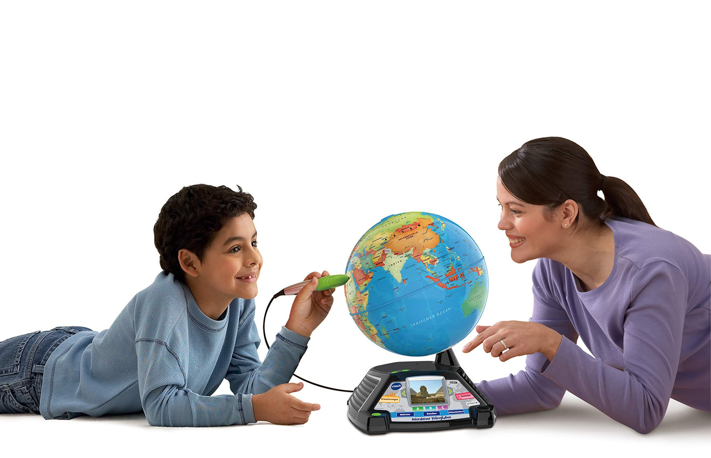 VTech Interactive Video Globe - globe with screen, auditory and visual learning content (German version) - perfect for starting school - for children aged 7 and above