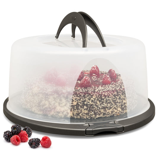 Household cake transport box round, cake transport box with lid and handle, cake dome 33 cm diameter, height 16 cm.