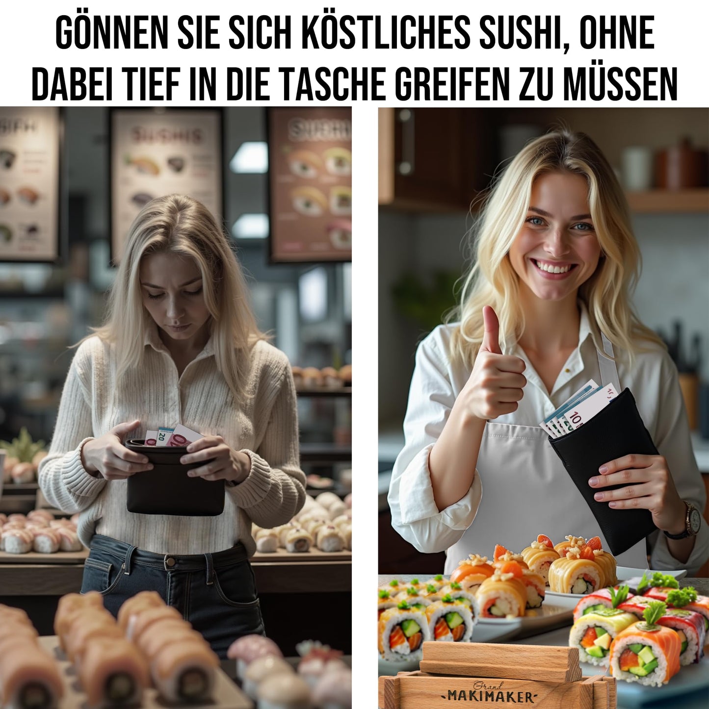 iSottcom Buchenholz Sushi Maker - Make your own Japanese sushi rolls easily - Maki set including recipe app, gift box, and instructions - Perfect sushi gift for beginners & pros.