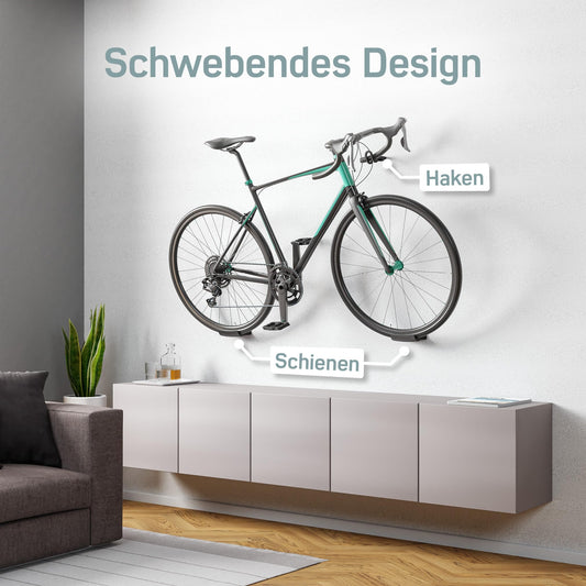 Borrow bike wall mount - road bike holder - frame and bike friendly up to 18 kg, minimalist - road bike wall mount horizontal