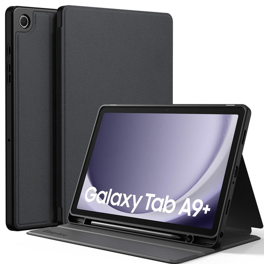 EasyAcc case book cover for Samsung Galaxy Tab A9 Plus/A9+ 11 inch 2023 with S Pen holder, slim folio stand tablet case, multi-angle viewing, black