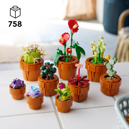 LEGO 10329 Icons Mini Plants, 9 artificial flowers for building, Botanical Collection set for adults with buildable terracotta pot, home decor, gift for women and men.