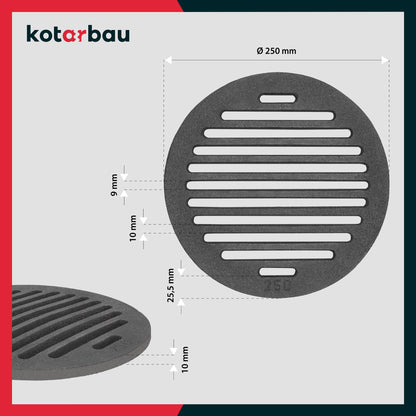 KOTARBAU Fireplace Grate Ø 25 cm Round Grate Ash Grate Stove Grill Grate Hearth Grate Grate Oven Grid Fireplace Spare Parts Accessories Cast Iron Grate Oven Grate Grill Fireplace Round