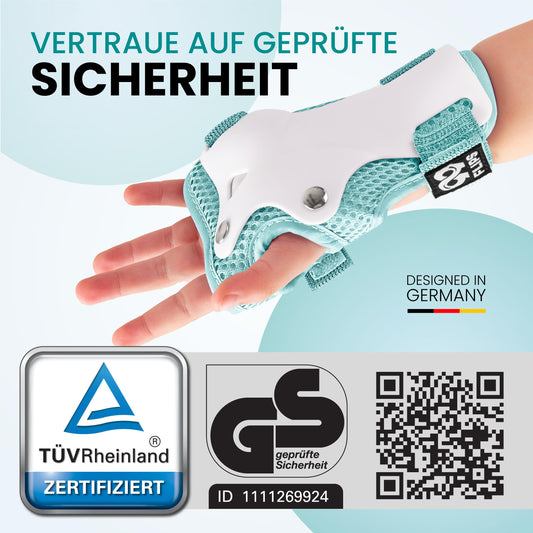 99FLIPS Kids Inline Skates 3 years - TÜV Rheinland GS Seal [6-Pack] - Flash - Size XS Mint - Protective Gear - Knee Pads - Knee and Elbow Pads for Kids