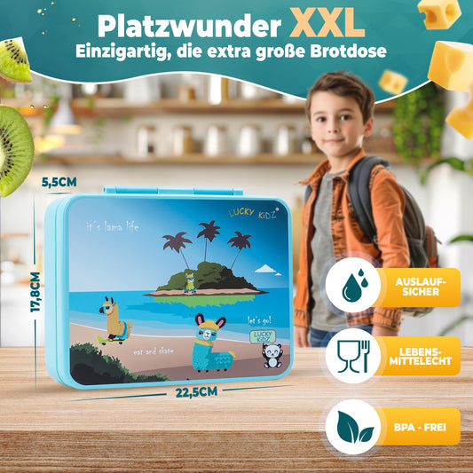 LUCKY KIDZ© Lunchbox for kids with compartments, Bento Box, Leak-proof & BPA free, Snack box, Lunch box, Bread box, Breakfast box, Bentobox