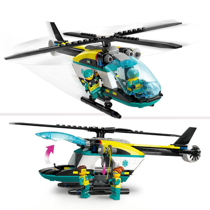 LEGO City Police Car Chase with Muscle Car, Car Transporter with 2 Race Cars & City Rescue Helicopter, Helicopter Toy for Kids