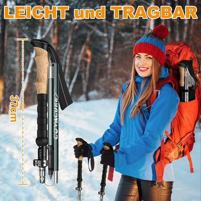 COVACURE Trekking Poles Nordic Walking Sticks - 110-130 cm Foldable, Adjustable, Telescopic, Lightweight, with Rubber Tips for Men and Women (2025 Upgrade Model)