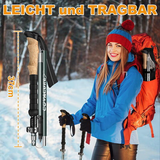 COVACURE Trekking Poles Nordic Walking Sticks - 110-130 cm Foldable, Adjustable, Telescopic, Lightweight, with Rubber Tips for Men and Women (2025 Upgrade Model)