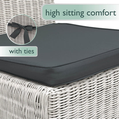 Beautissu Pia 4er Set Chair Cushions 40x45 cm - Outdoor Chair Cushions, Garden Seat Cushion Set for Rattan Chairs, Trapezoidal Outdoor Seat Cushions, Chair Pad Chair Cushion Graphite Grey