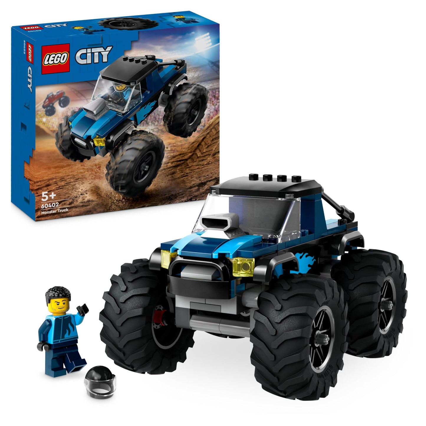 LEGO City Construction Vehicles and Crane with Wrecking Ball, Toy & City Blue Monster Truck, Off-road Car Toy, Vehicle Set