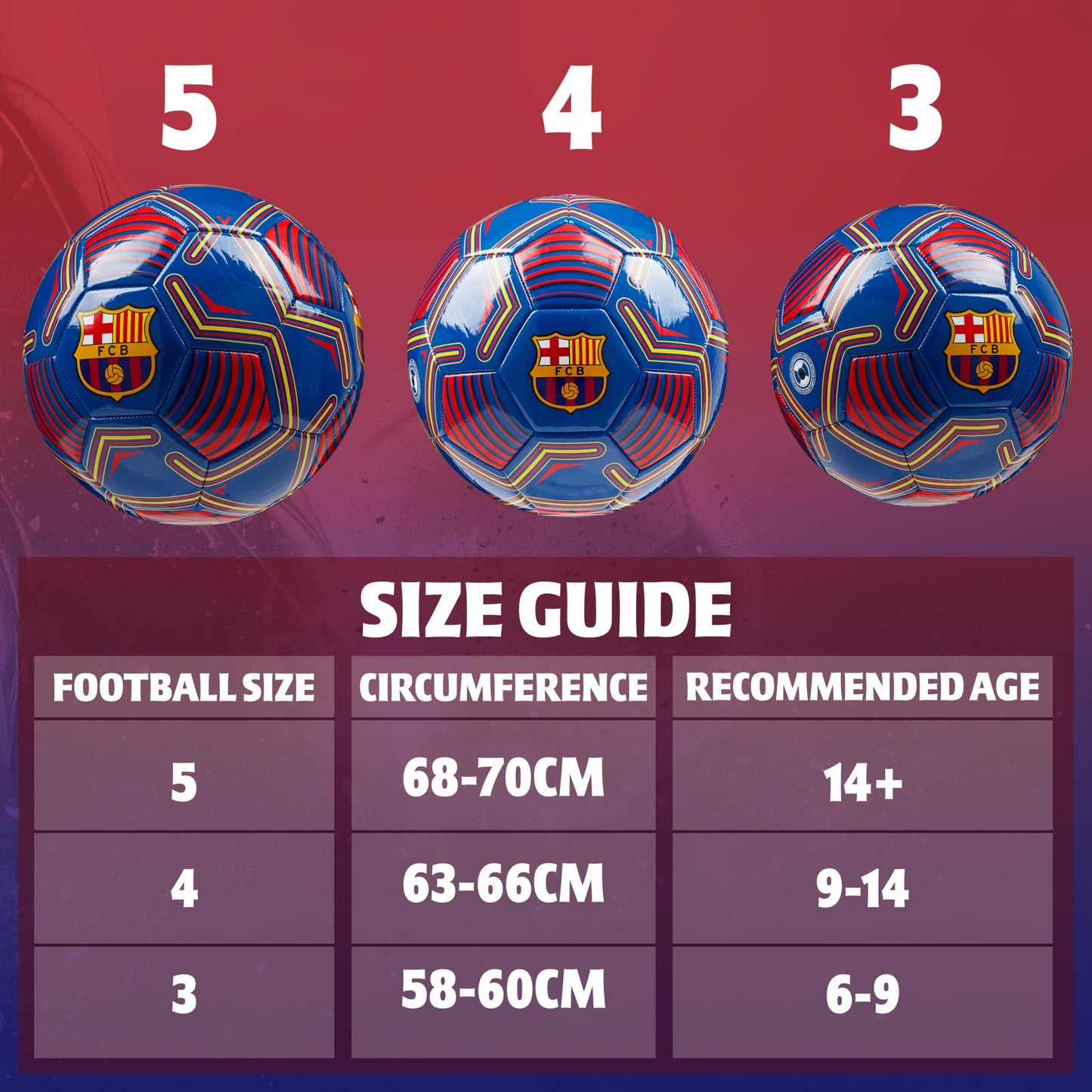FC Barcelona ball, officially licensed club soccer ball, size 3, 4, or 5, gifts for fans (blue/red, size 4)