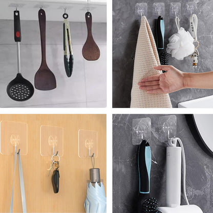 Latoxcaa Large Adhesive Hooks Extra Strong for Hanging Heavy-Duty 10KG(Max), Transparent and Removable Adhesive Hooks, Waterproof and Rustproof Self-Adhesive Hooks for Bathroom, 30 Pieces