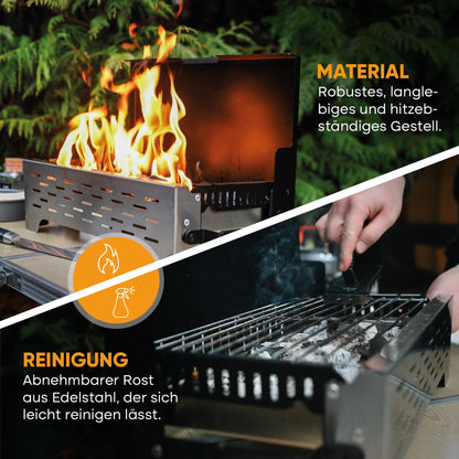 SCHNEIDERFREUDE Premium folding grill with bag: DEKRA-certified camping grill for true grill fans - Designed in Germany for the ultimate outdoor experience.