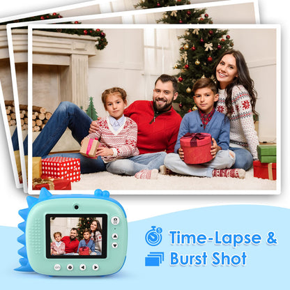 HiMont Kids Camera Instant Camera, Digital Camera for Kids with Printing Paper & 32G TF Card, Video Camera with Colored Pens & Fun Accessories, Gift for Children 3-14 Years Old (Blue)