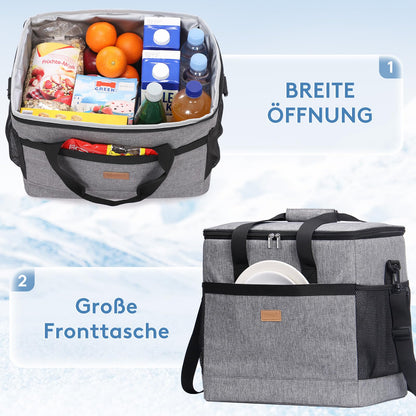 Lifewit 33L Cooler Bag Picnic Bag Lunch Bag Lunch Bag Thermal Bag Insulated Bag for Food Transport, Gray