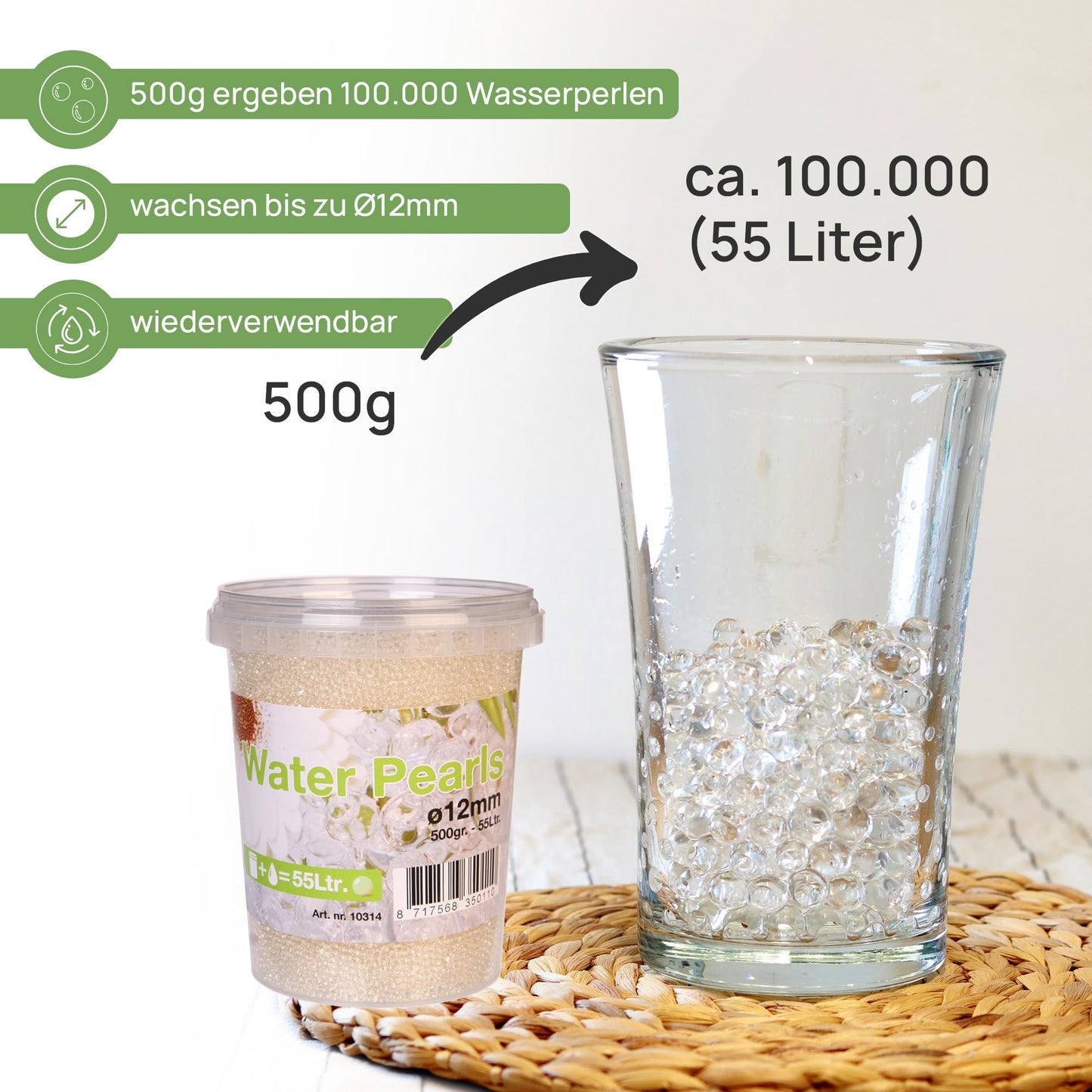 Comfoorder - Transparent water beads - Decorative water beads for plants in vase, approximately 100,000 hydro beads, clear gel balls