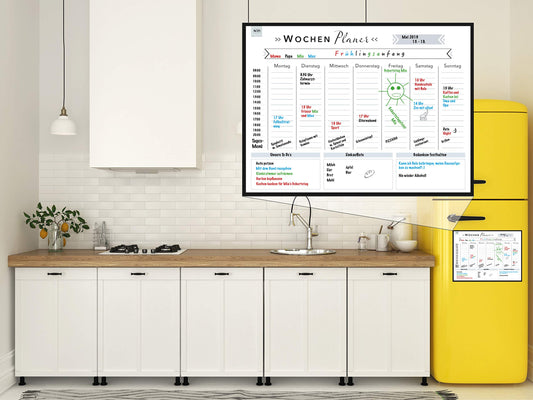 MRLY Home - Magnetic Weekly Planner - Whiteboard for Fridge - Erasable Magnetic Board for Organization, Meal Planning, and Shopping List - Includes 4 Markers & Eraser