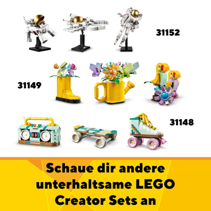 LEGO Creator 3in1 Safari Wildlife, creative set with animal figures, 3 build options: toy giraffe, gazelles, and lion, toy animals for girls and boys, nature gift for kids ages 9+ 31150