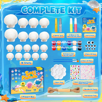 UPDOKIT Shell Painting Kids Set, children's birthday crafting, Christmas DIY Crafting Painting Toy craft set for kids aged 4 5 6 7 8 9 10 11 12 years old Girls Boys, Wind Chime Accessories