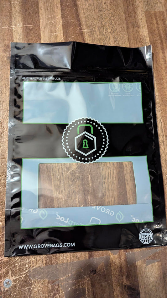 5 x Grove Bags Double Window Terploc 100 Gram Bags self-regulating microclimate 58-62% for fermenting, storing and preserving herbs.