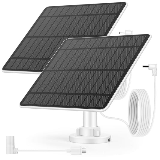 Solitude 5W Solar Panel for outdoor surveillance camera, solar module compatible with Ring Spotlight Camera Battery/Stick Up Cam Battery, barrel plug to USB-C adapter, 4M cable, IP65 waterproof (2 Pack)