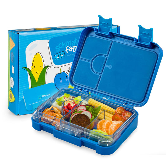 smackbite Junior lunch box for kids with compartments | BPA free lunchbox | bento box for kids | bread box | snack box | perfect for school, kindergarten & on the go (blue)