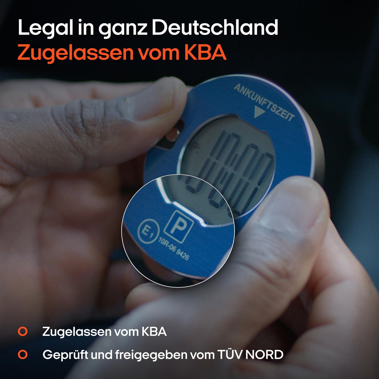 OOONO P-DISC NO1 - Electronic parking disc approved for vehicle use - Automatic digital parking disc with approval from the KBA according to the StVO - Electric parking clock approved for use in cars