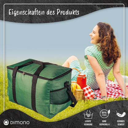 Large 45-liter insulated cooler bag XXL ice bag picnic bag for camping, traveling, vacation (45 liters, green)