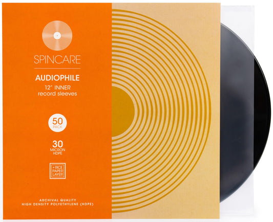 50x 12 Inner Sleeves for LP Records | Audiophile 12 Inch Antistatic Lined Vinyl Protective Sleeves | Multi-layered Inner Sleeves made of Rice Paper