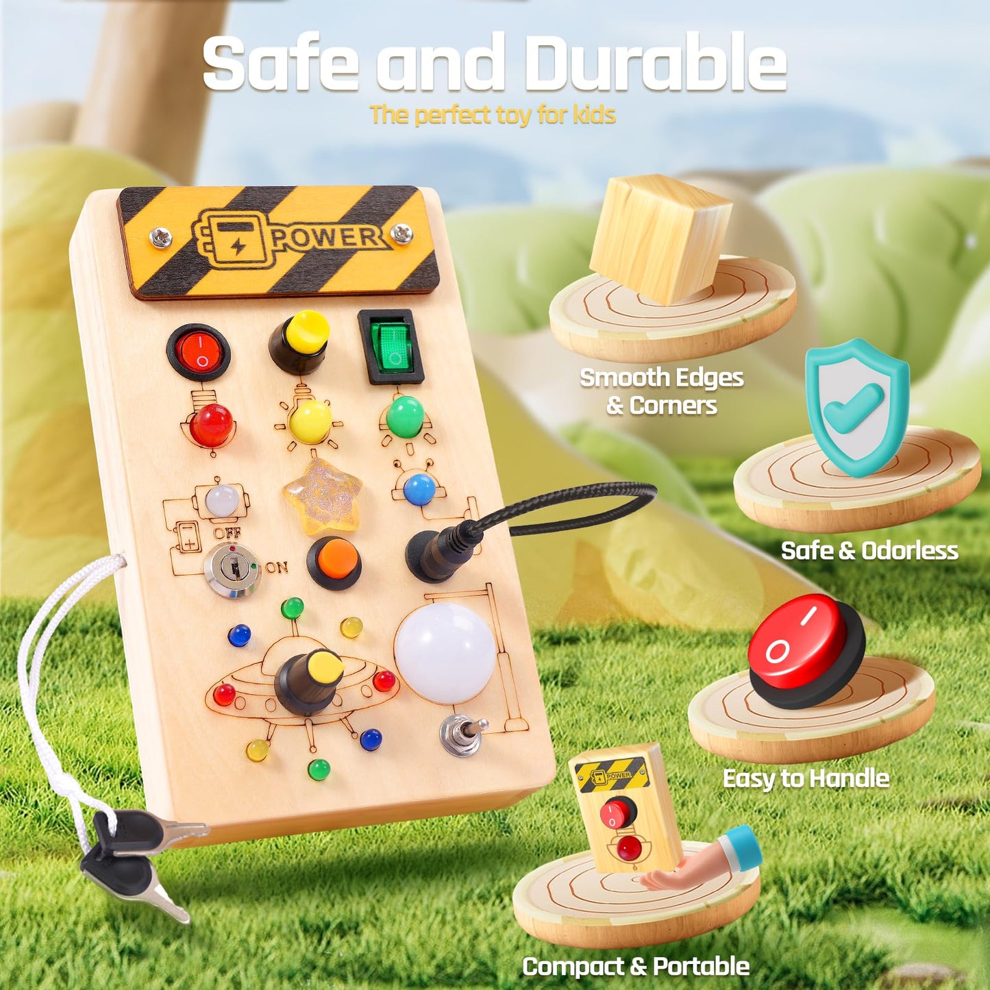 Montessori toy from 1 year Busy Board, Sensory toy gift for 1 year old boys and girls, Kids toy from 1 year old, Motor skills toy, Gifts for boys and girls, Advent calendar fillers for kids.