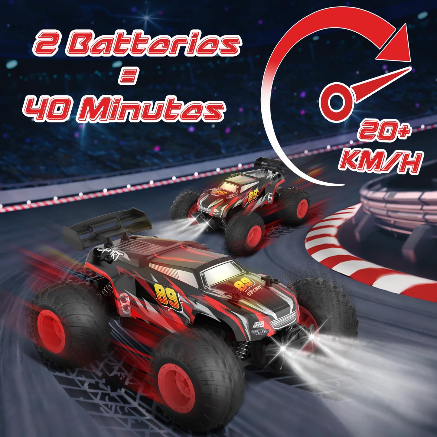Fivejoy Remote Control Car for 3 4 5 6 7 8 years old, 20KM/H RC Off-Road Car, 2WD All Terrain 2.4GHz RC Truck with 2 batteries, Car Toy for 3 4 5 6 7 8 boys, Toy Gift for Kids.