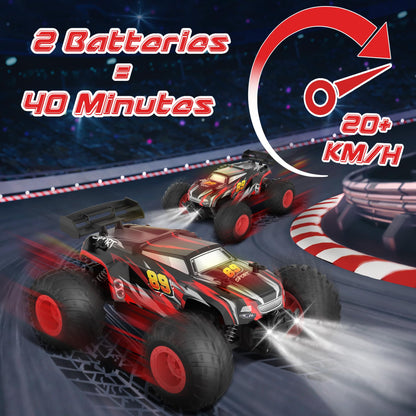 Fivejoy Remote Control Car for 3 4 5 6 7 8 years old, 20KM/H RC Off-Road Car, 2WD All Terrain 2.4GHz RC Truck with 2 batteries, Car Toy for 3 4 5 6 7 8 boys, Toy Gift for Kids.