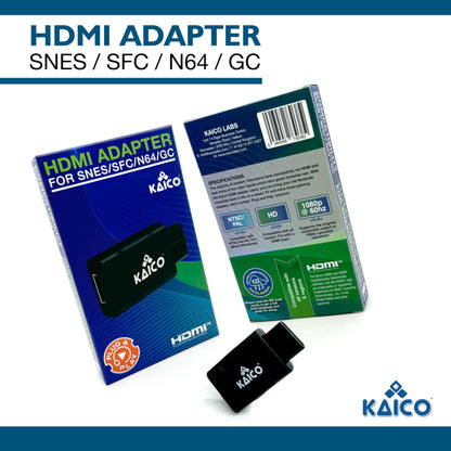 Kaico Gamecube HDMI and N64 HDMI Adapter for S-Video and Composite - Compatible with Nintendo N64, Super Nintendo SNES, Famicom, and Gamecube - Easy plug & play solution.