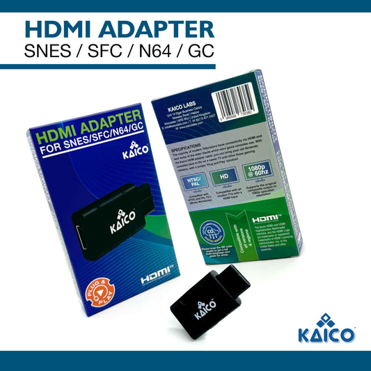 Kaico Gamecube HDMI and N64 HDMI Adapter for S-Video and Composite - Compatible with Nintendo N64, Super Nintendo SNES, Famicom, and Gamecube - Easy plug & play solution.