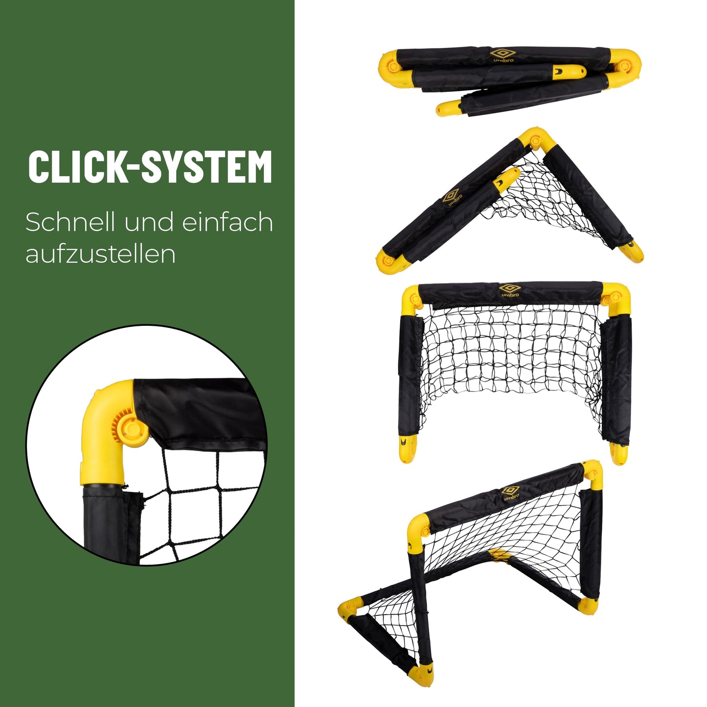 Umbro soccer goal 50 x 44 x 44 cm - set of 2 soccer goals - foldable soccer goal - soccer goals for garden kids - soccer training equipment for indoor and outdoor use - metal - black/yellow