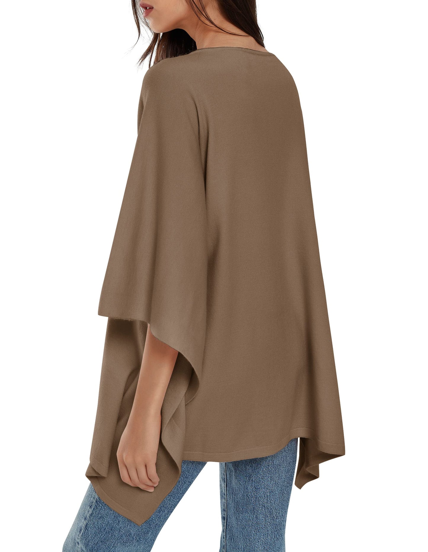 PULI Women's Pullover Poncho Elegant Viscose Knit Loose-fitting Poncho Scarf