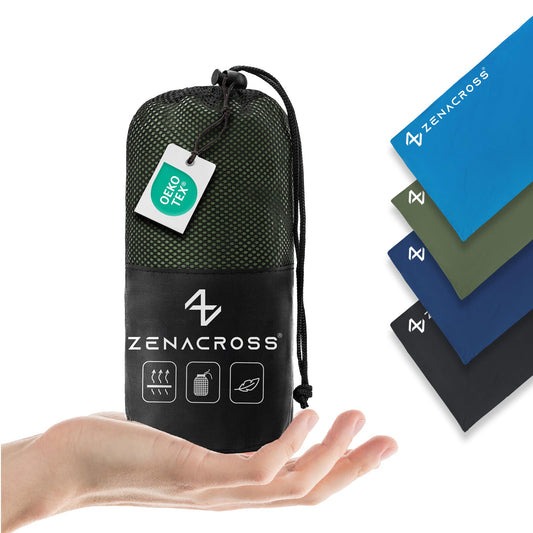 Zenacross - Cotton Sleeping Bag Liner - Ultralight Travel Sheet - Compact Sleeping Bag Liner with Pillow Pocket - Small & Lightweight - Khaki