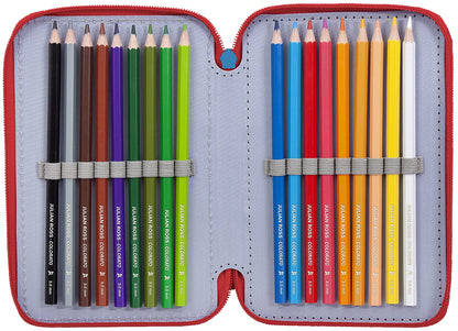 Clondo Cars pencil case, pencil pouch, 3-tier filled with 44 pieces for school, 20 cm, Lightning McQueen