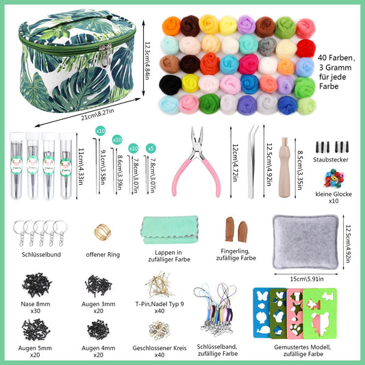 40 colors felt wool basic set Basic felting tools and accessories for beginners, needle felting set needle felting tools for wet felting, dry felting, and DIY felt animal crafts