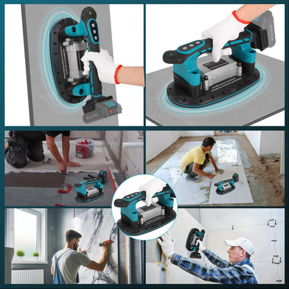2IN1 battery tile vibrator & suction cups for Makita 18V battery | with 6-speed adjustable, 30*16cm suction cup 250kg adsorption tile vibrating device for 2m tiles wall tiles (battery not included)