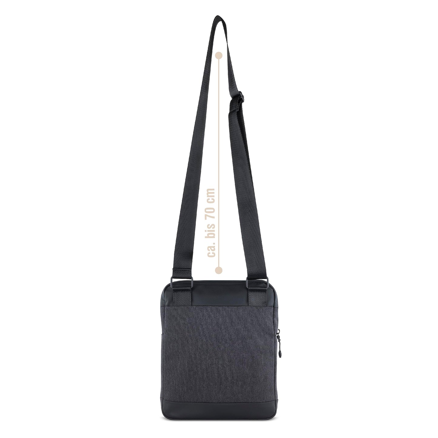 Bugatti's Universe men's shoulder bag with tablet compartment, small black shoulder bag.