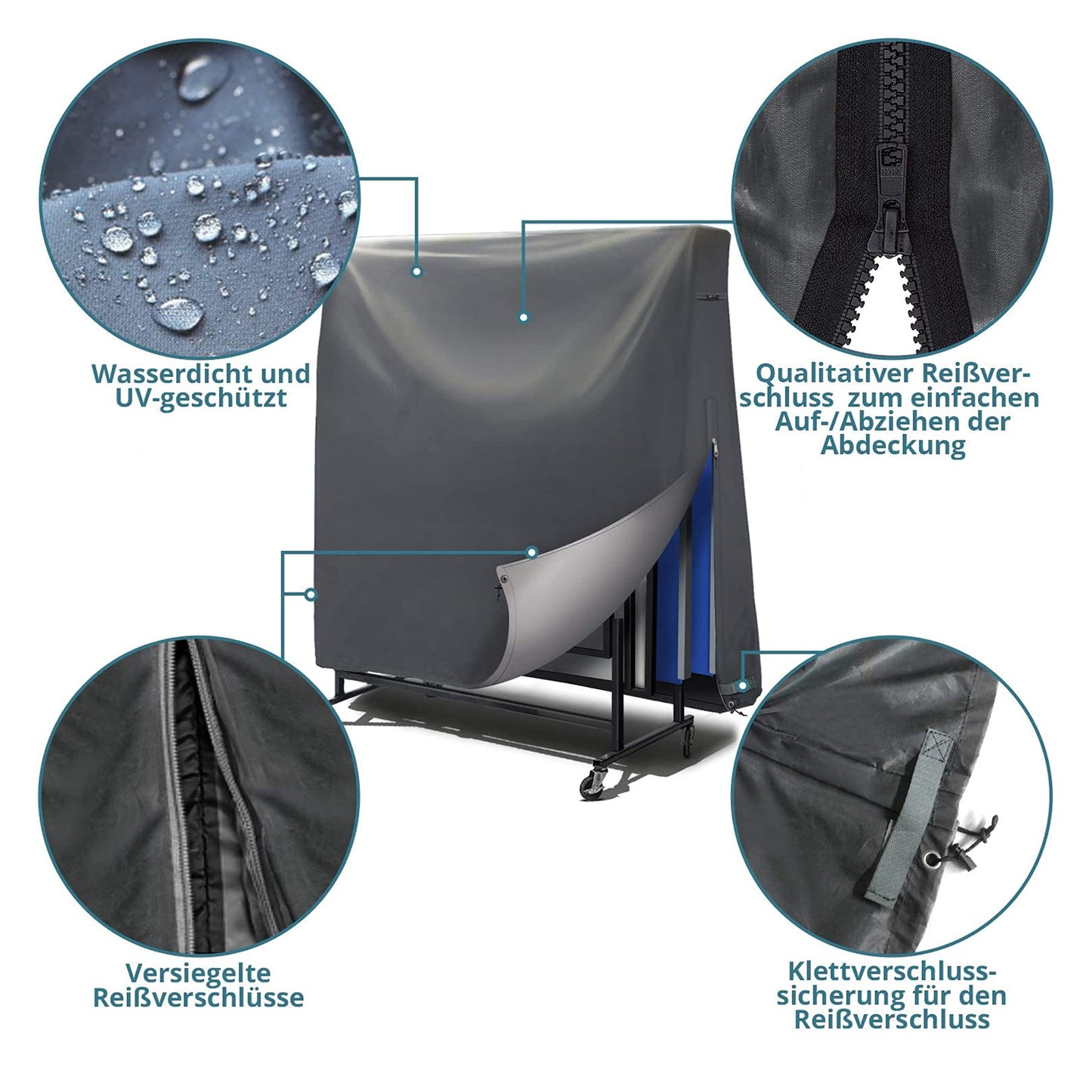 Cover table tennis table cover outdoor - PVC coating / bonded seams / ventilation window - cover for table tennis water resistant, UV resistant & winterproof - 185*165*70 cm