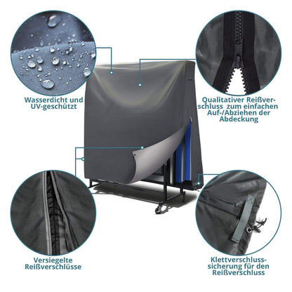 Cover table tennis table cover outdoor - PVC coating / bonded seams / ventilation window - cover for table tennis water resistant, UV resistant & winterproof - 185*165*70 cm