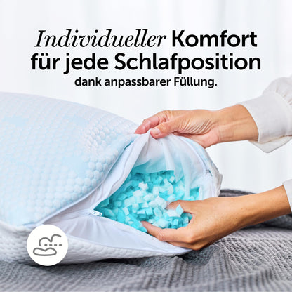 Cloudpillo pillow 40x80 cm - Ergonomic memory foam pillow, adjustable height sleeping pillow for all sleeping positions, breathable & hypoallergenic, ideal for side sleepers.