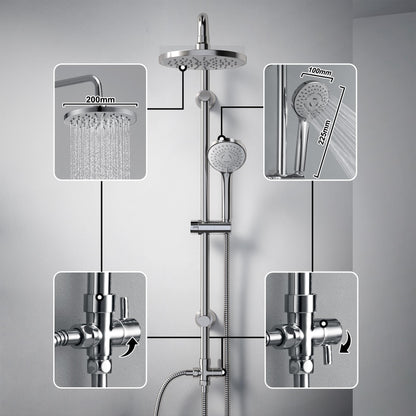 JOHO Stainless Steel Shower System Shower Set Shower Rod Rain Shower Set with ABS Shower Head D20cm